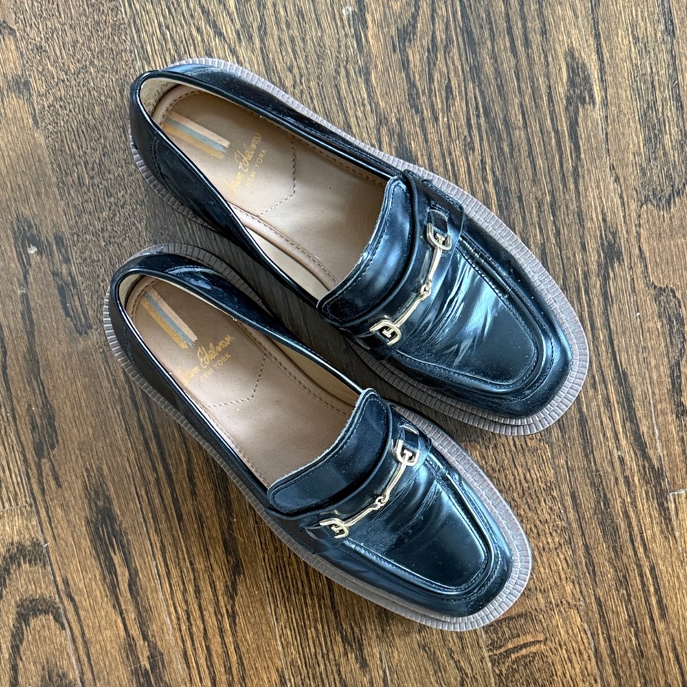 Sam Edelman Black Loafers with Gold Details